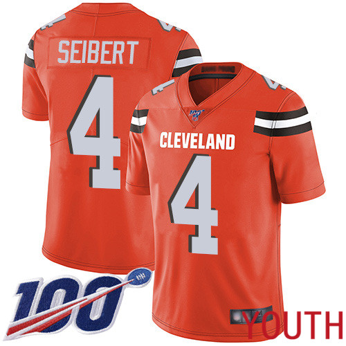 Cleveland Browns Austin Seibert Youth Orange Limited Jersey #4 NFL Football Alternate 100th Season Vapor Untouchable->youth nfl jersey->Youth Jersey